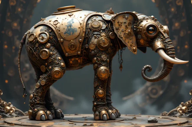 The Aether Colossus of Copper and Secrets - Steampunk Art
