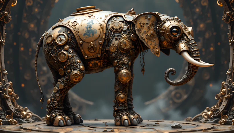 The Aether Colossus of Copper and Secrets - Steampunk Art