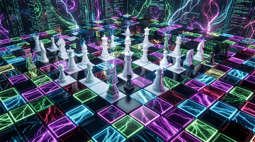 Digital Chess: A Data Stream in the neon Cyber World