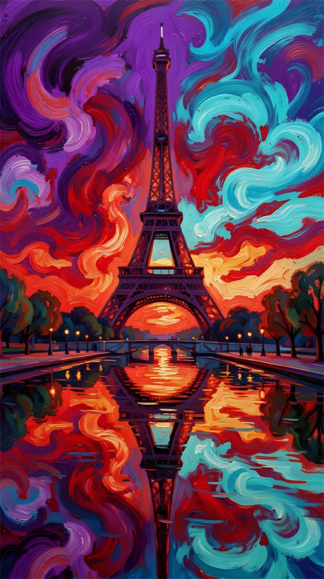 Reflection of the Eiffel Tower in the Seine Painting