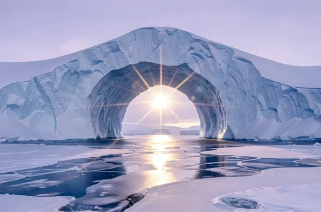 Gate of Eternal Silence: Mystical ice portal in Arctic light