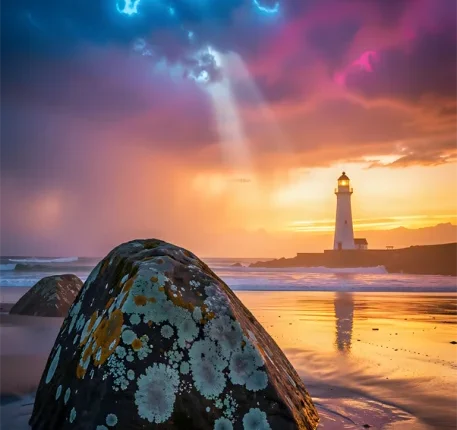 A Lighthouse in a surreal Storm
