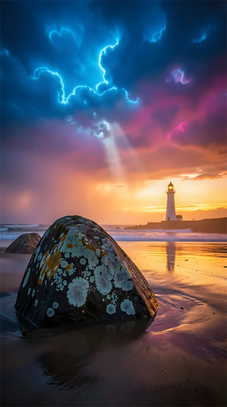 A Lighthouse in a surreal Storm