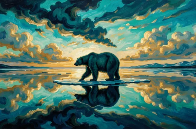 Lonely Polar Bear Oil Painting
