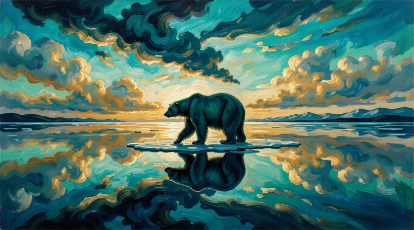 Lonely Polar Bear Oil Painting