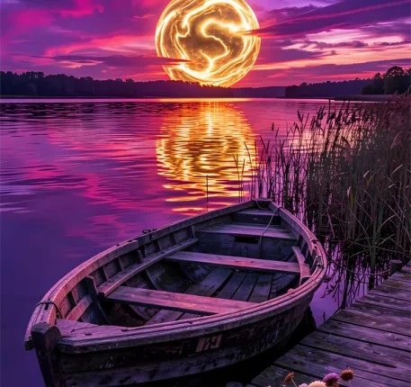 Magical world of colors:: Mystical Sunset on a Tranquil Lake