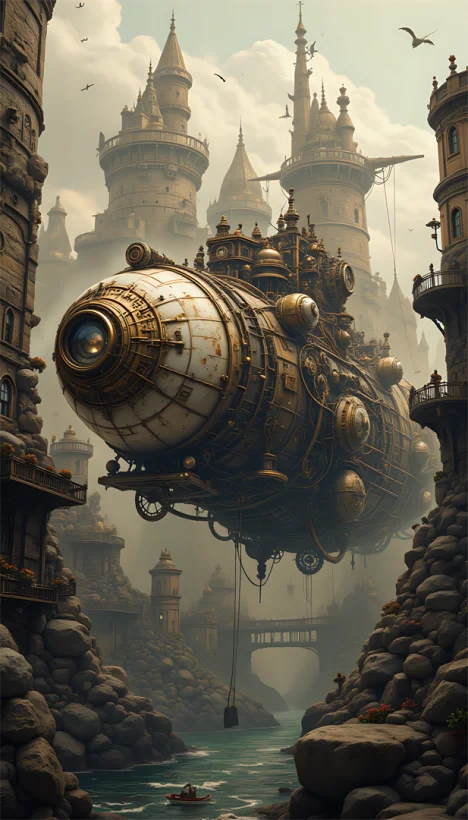 The Chronicles of the Sky Palace - Steampunk Art